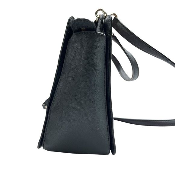 Kate Spade Laurel Way Reese Saffiano Leather Blush Pink Black Crossbody - Picture 7 of 16